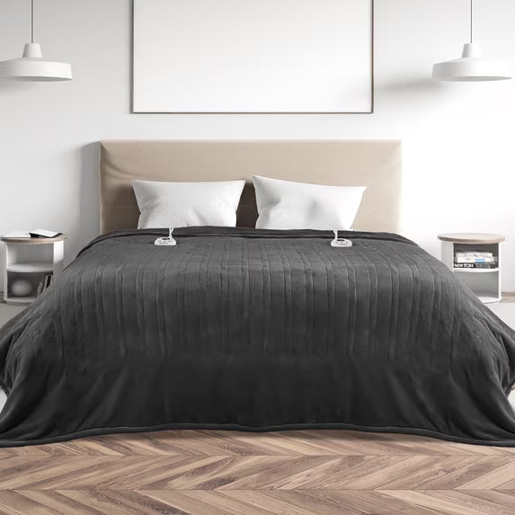 Heated Blanket Queen Size 84''X90'', Fast Heating with Dual Controllers Electric Blanket, 10 Heating Levels, 10H Timer, Preheat Function - Gray
