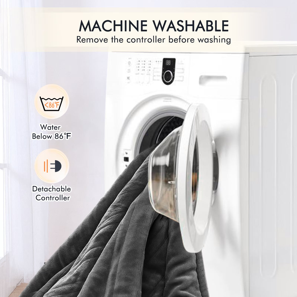Heated Blanket Queen Size 84''X90'', Fast Heating with Dual Controllers Electric Blanket, 10 Heating Levels, 10H Timer, Preheat Function - Gray