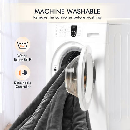 Heated Blanket Queen Size 84''X90'', Fast Heating with Dual Controllers Electric Blanket, 10 Heating Levels, 10H Timer, Preheat Function - Gray